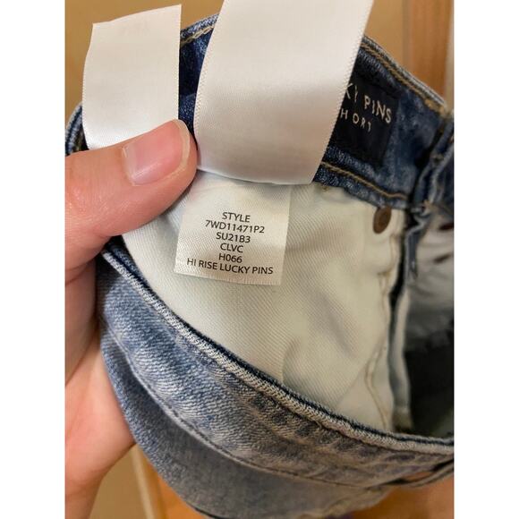 Lucky Brand Lucky Pins High Rise Distressed Cut-Off Jean Short Blue Women's 4/27 - Picture 10 of 11
